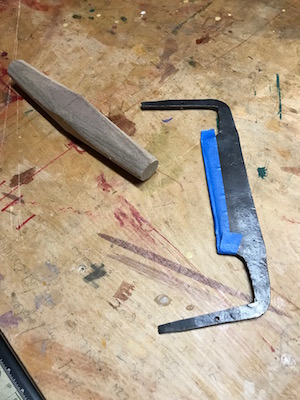 a forged iron blank for a shop made tool - a draw knife