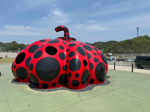 The red pumpkin at Naoshima island in Japan.