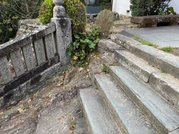 Transitioning surface from volcanic flow to stone steps.