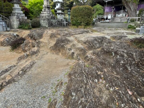 A volcanic surface at the temple.