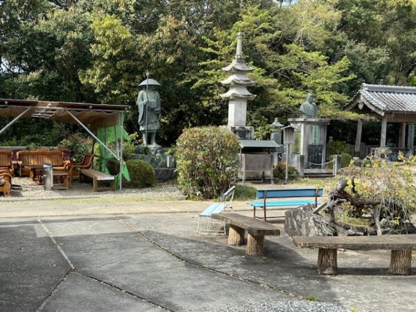 A well-maintained stone surface on the temple grounds.