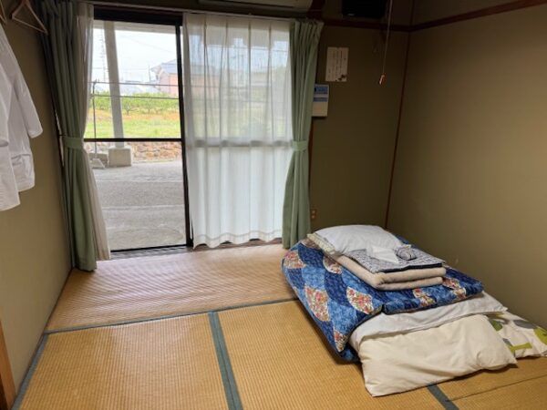 A tatami mat surface covering a room at a ryokan.