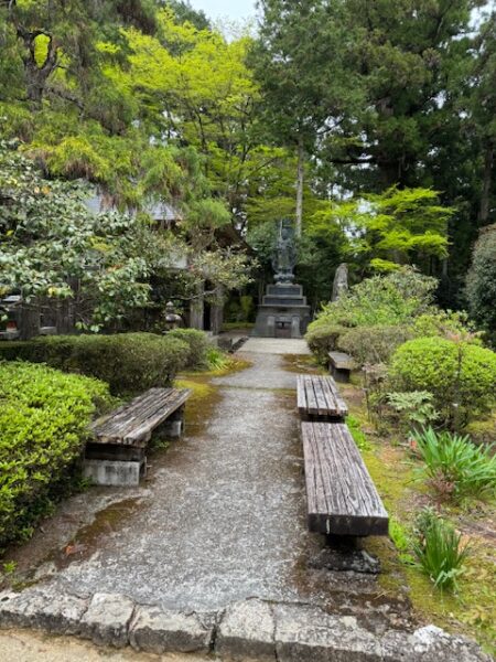 Beautifully maintained garden lane surface at a temple.