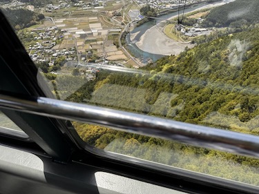 Another view of town below ropeway at temple 21 on Shikoku 88 pilgrimage trail.