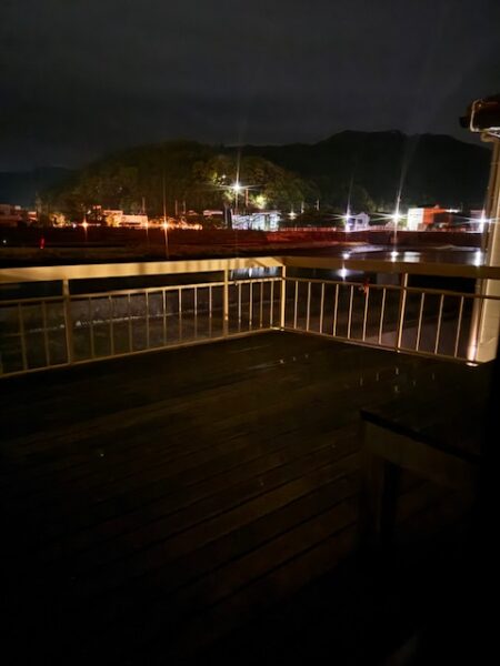 A rainy night scene in Hiwasa, Japan.