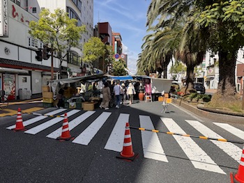 Sunday Market in Kochi City on Shikoku island in Japan.