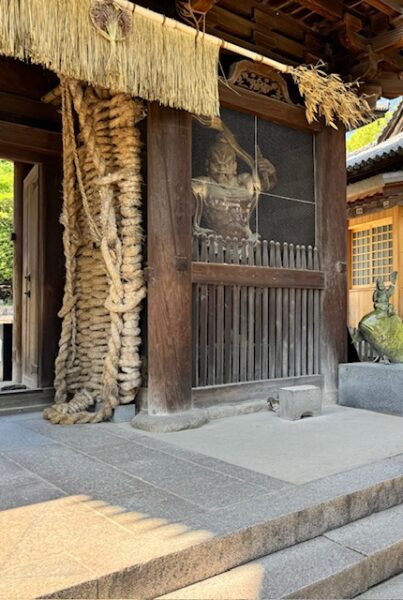 Giant waraji adorn the temple gate.