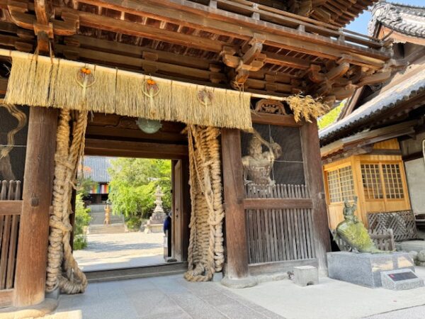 Waraji on one side of the temple gate.