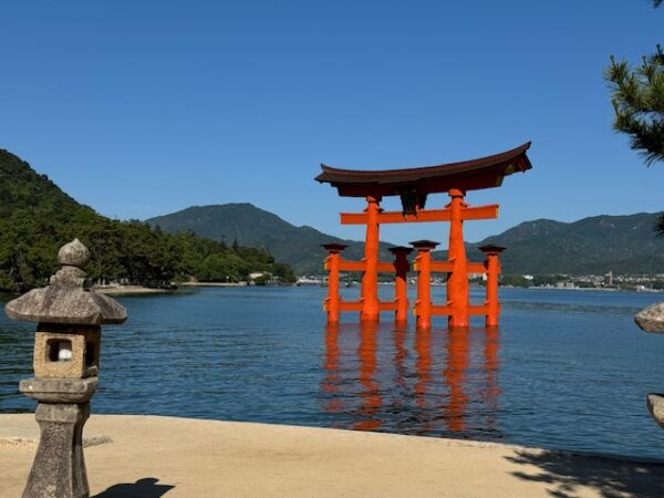 Close up of red torii at Miyajima.