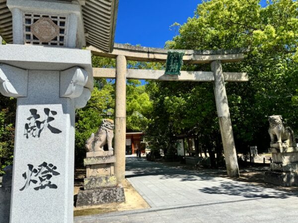 Torii gate at Oyamazumi Shrine in Omashima, Japan.