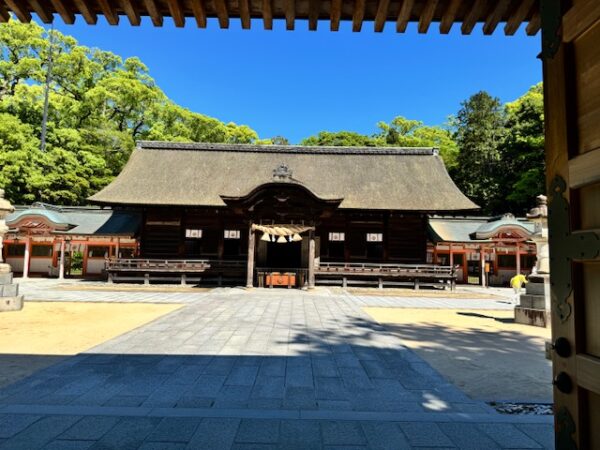 Main hall at Oyamazumi Shrine in Omishima.