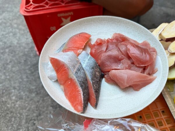 Raw fish for the barbecue.