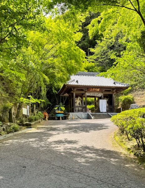 Sighting a temple gate on the pilgrimage path.