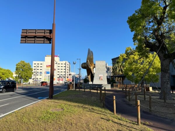 Big ship’s propeller sculpture in Imabari city on the pilgrimage path.