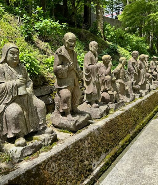 Buddha followers in Unpen-ji temple in the Shikoku mountains.