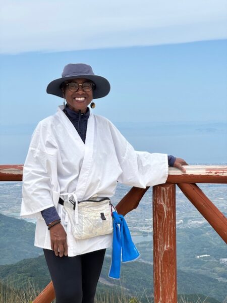 Ohenro at the observation point at Unpen-ji temple.