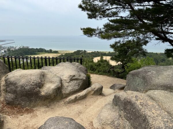 Prehistoric rocks on the observation summit at Kotohiki Park in Kagawa, Japan.