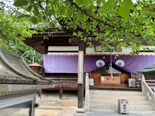 Approach to main hall at temple rebuilt by Kukai.