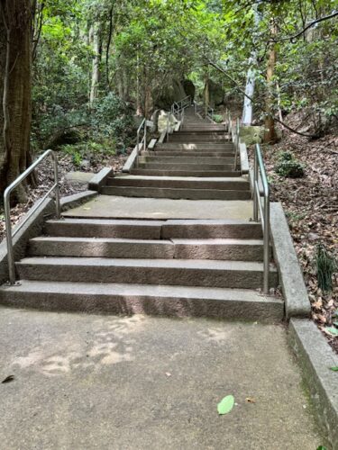 Promenade at Iyadani-ji on Shikoku pilgrimage.