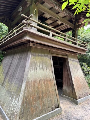 Skirted bell tower at Iyadani-ji on Shikoku pilgrimage.2