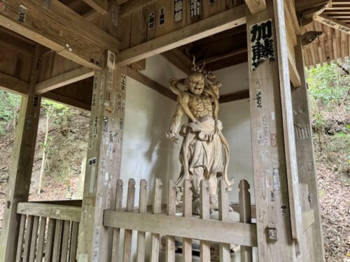 Other nio guardian gate at Iyadani-ji on Shikoku pilgrimage.