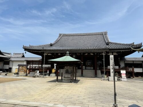 Main hall at Konzo-ji temple on Shikoku pilgrimage.