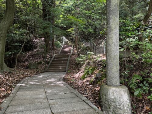 The cable car ride reduces some walking at temple 85 on Shikoku.