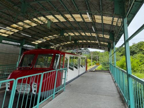 The cable car at the station near temple 85, Kagawa, Japan.