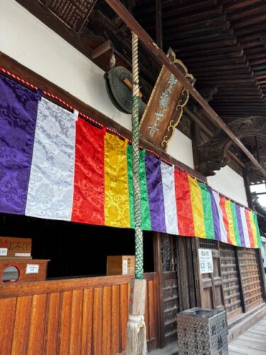 The rain and overcast sky create a mellow mood at the main hall at temple 87 on Shikoku pilgrimage.3