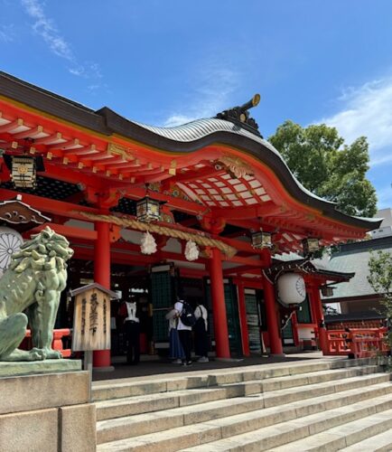 Kondon or main hall at Ikuta shrine in Kobe, Japan.