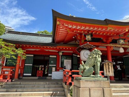 Kondon or main hall at Ikuta shrine in Kobe, Japan.2