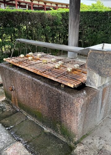 Ablution fountain at Daibutsu-den in Nara, Japan.