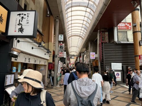 People walking around Namba shopping area in Osaka, Japan.