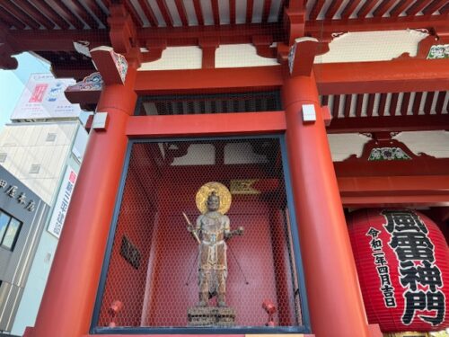 Buddha figure at main gate in Senso-ji temple.