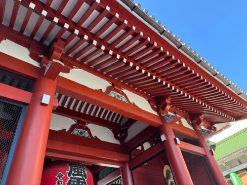 View of rafters at main gate at Senso-ji temple in Tokyo.