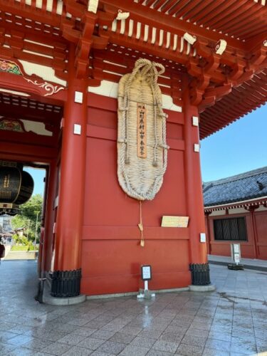 Large rope sandal at Middle gate at Senso-ji temple in Tokyo.