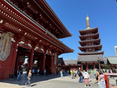 5-storied pagoda at Senso-ji temple in Tokyo.