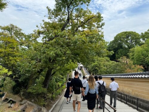 Walkway out of Kinkaku-ji temple grounds.