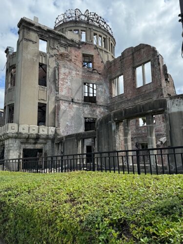 Hiroshima Exhibition Hall after A-bombing.