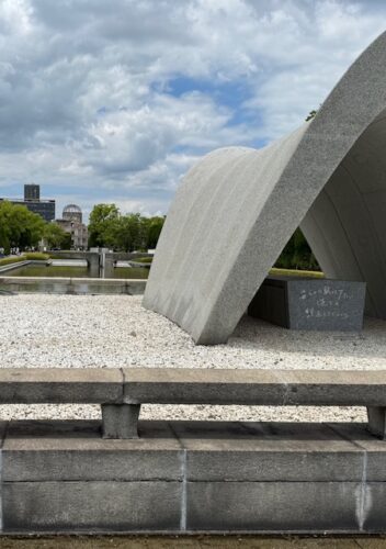 Closeup: Memorial Cenotaph at Hiroshima Memorial Peace Park.2