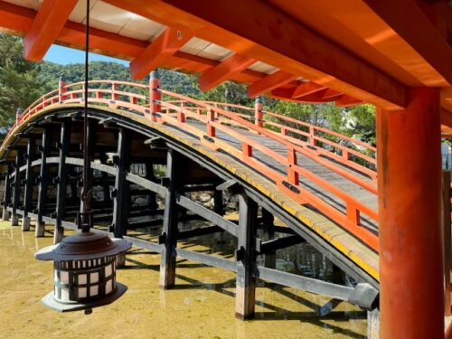 Bridge inside Itsukushima Shrine at Miyajima.