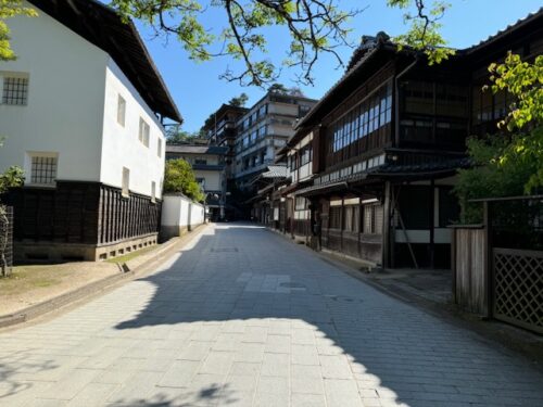 Shops at town center at Miyajima.