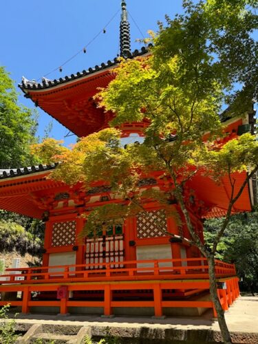 Two-storied red pagoda at Mitaki-dera in Hiroshima.2