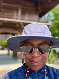 Ohenro outside temple gate at Ryozen-ji on Shikoku, Japan.