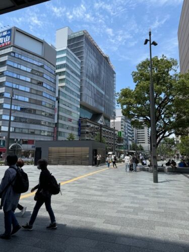 Plaza in front of Namba station in Osaka, Japan.