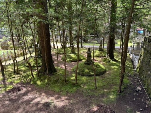 Tombs and other structures in Okunoin in Koyasan, Japan.